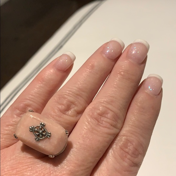 Pink quartz and sterling silver ring